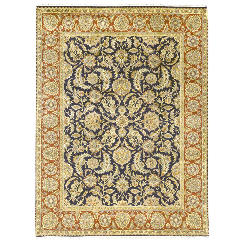 Tapis noir et rouge noué à la main de haute qualité