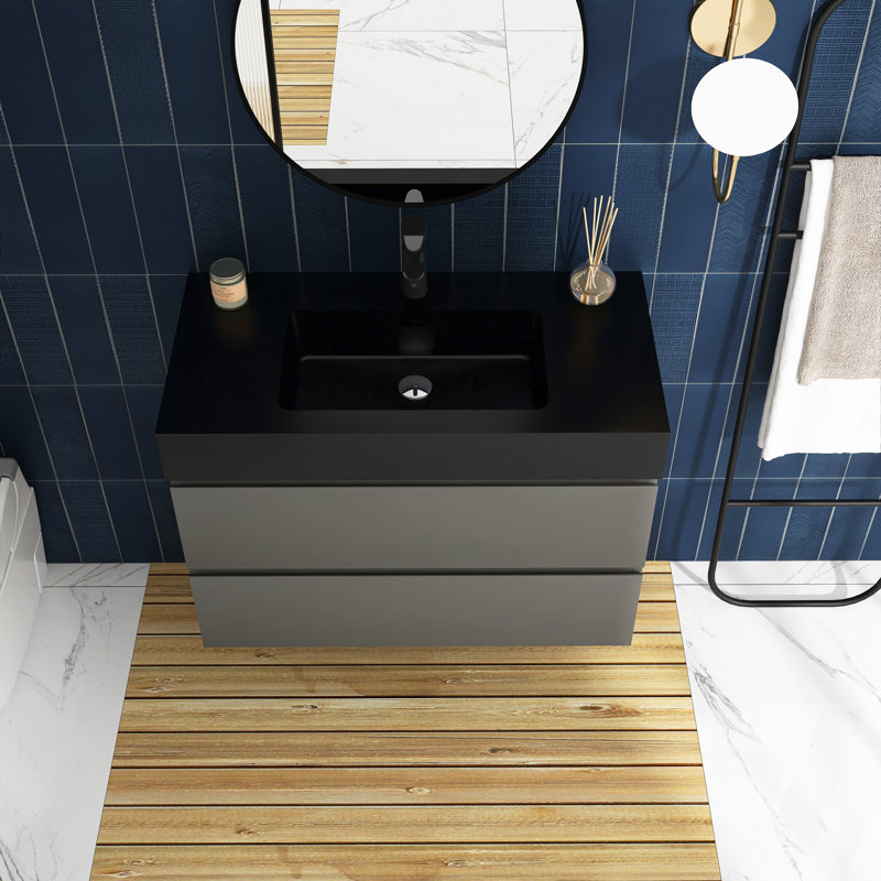 36" Single Bathroom Vanity Set, Noir, gris