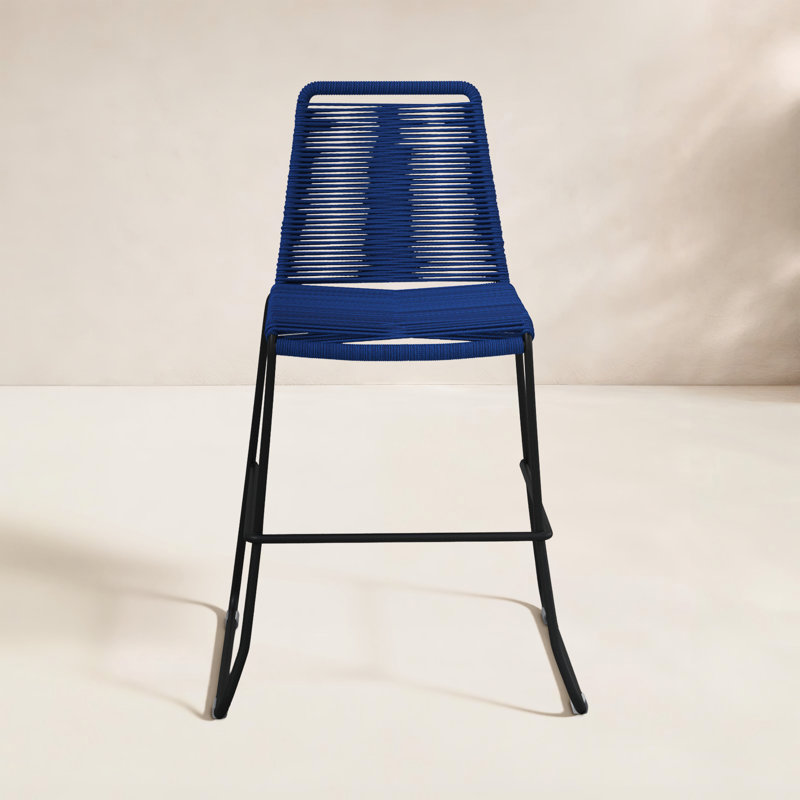 Barclay Outdoor Bar Stool, Blue, Counter Stool (26" Seat Height)