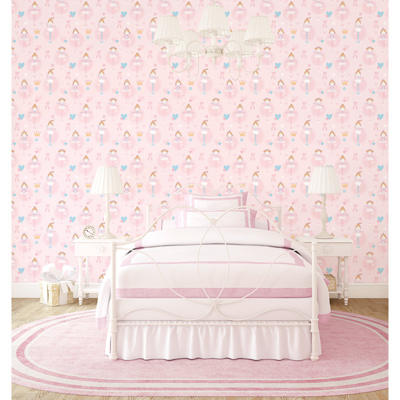 Just 4 Kids 2 Ballerina Design 33' L x 21" W Wallpaper Roll, Blue