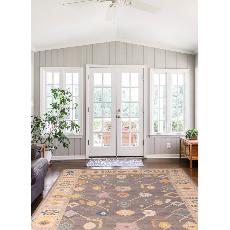 Modern Oushak Grey Rug 9'9" x 13'8"