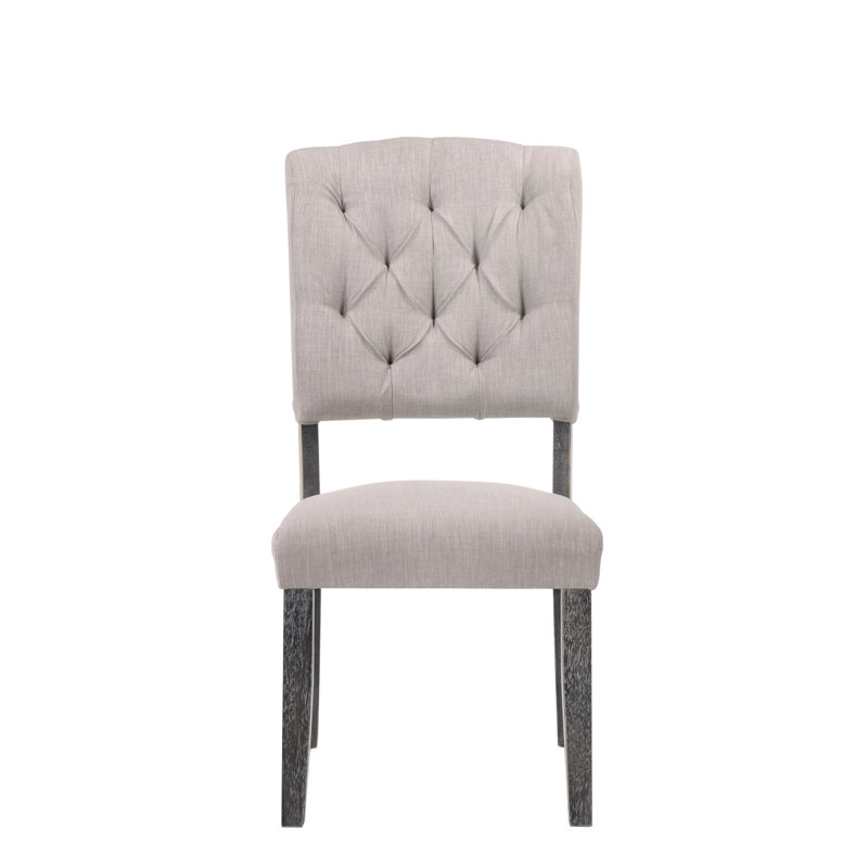 Ensemble de 2 chaises d'appoint en lin beige et chêne gris patiné Bernard, Gris