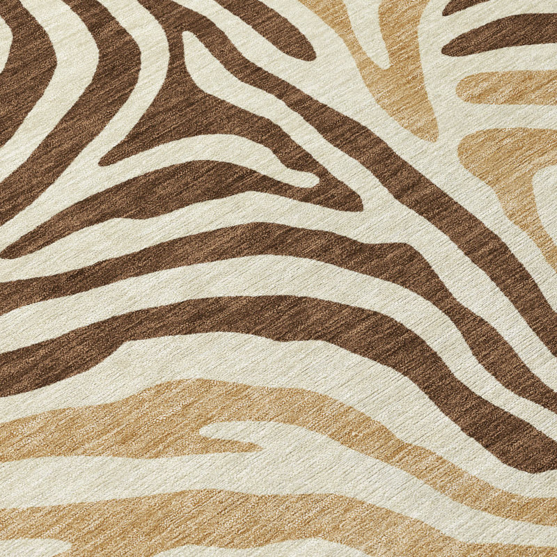 Machine Washable Indoor/Outdoor Chantille ACN2523 Animal Rug, Fudge, Round 8'