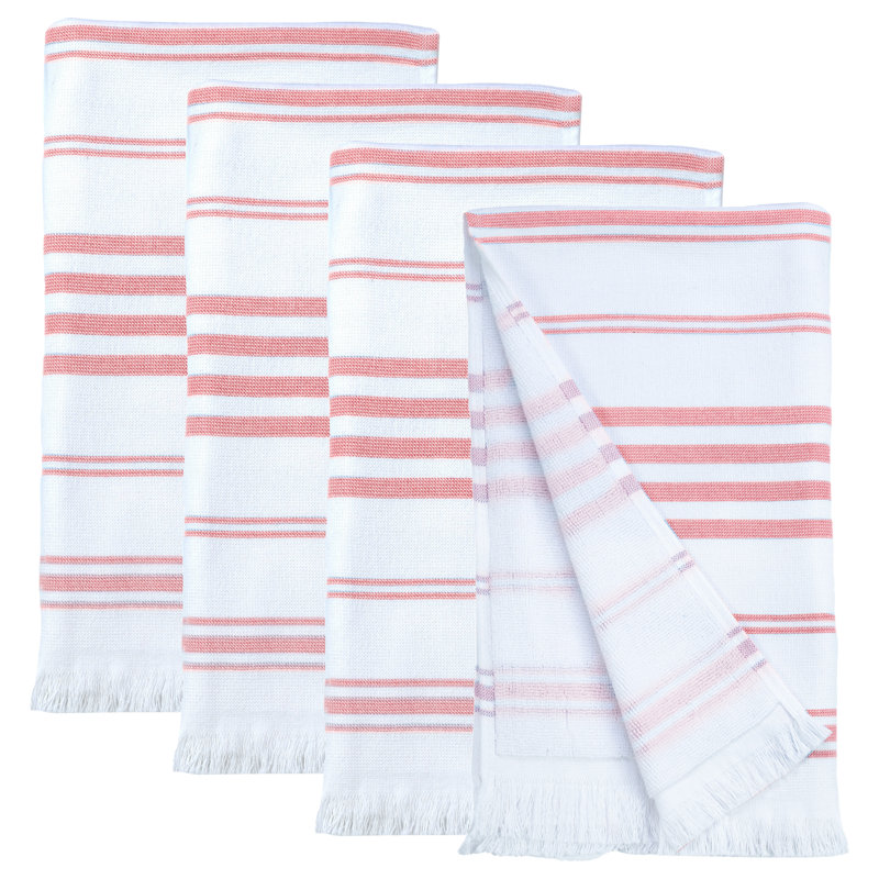 Ensemble de serviettes de cuisine 100% coton Hammam Collection, Rouge, Essuie-mains - paquet de 4