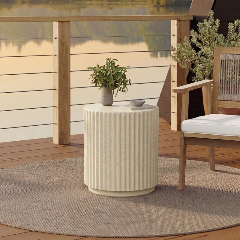 Table d'appoint d'extérieur Mgo, Beige