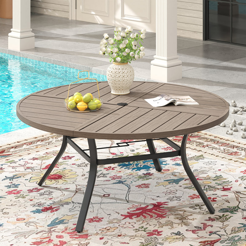Table de salle à manger d'extérieur, Bois gris / noir, H 28,3 po x L 50 po x l 50 po