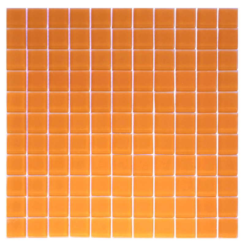11.8" X 11.8" Matte Finished Glass Mosaic Tile, Orange