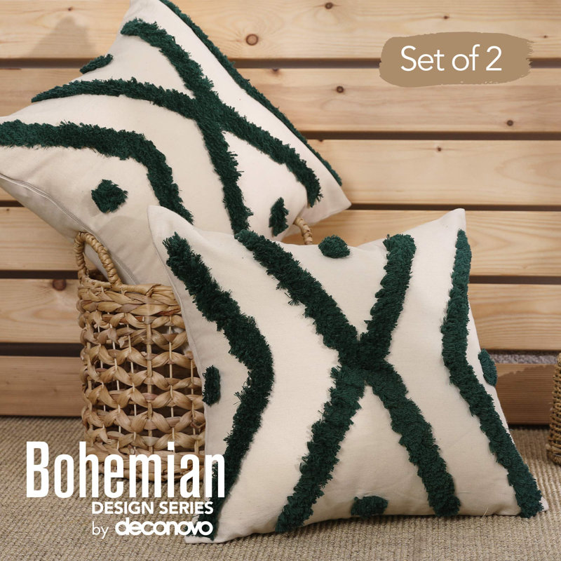 Square Throw Cushion Cover, Dark Green