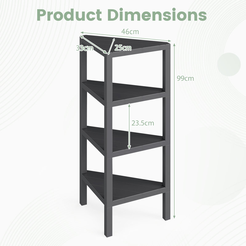 46cm W Plastic Shelving Unit, Black