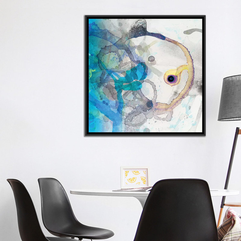 « watercolour abstract ii », impression sur toile, H 18 po x l 18 po x P 1,5 po, Pas de tapis, Toile avec cadre noir