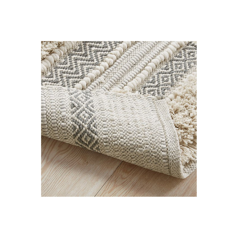 Woven Texture Stripe Bath Rug Grey 22X58", Gray, Single- 58" L x 22" W
