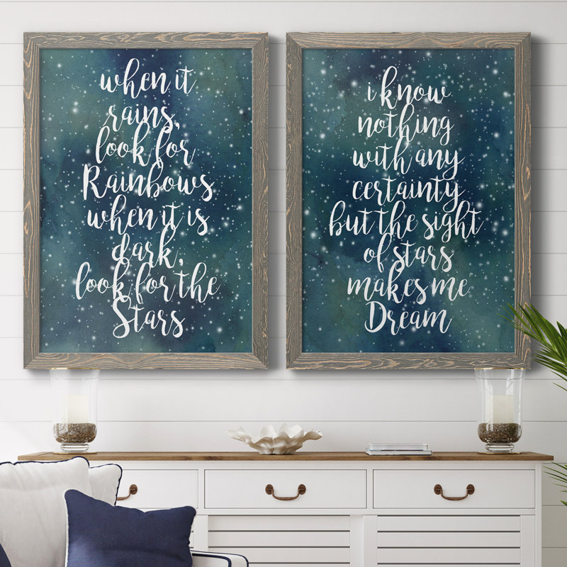 Galaxy Quote I - Ensemble de 2 encadrements d'art textuel, Toile avec cadre gris, H 43,5 po x l 31,5 po x P 1 po