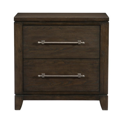 Chambre à coucher de style contemporain avec table de chevet 1 pièce et 2 tiroirs brun foncé