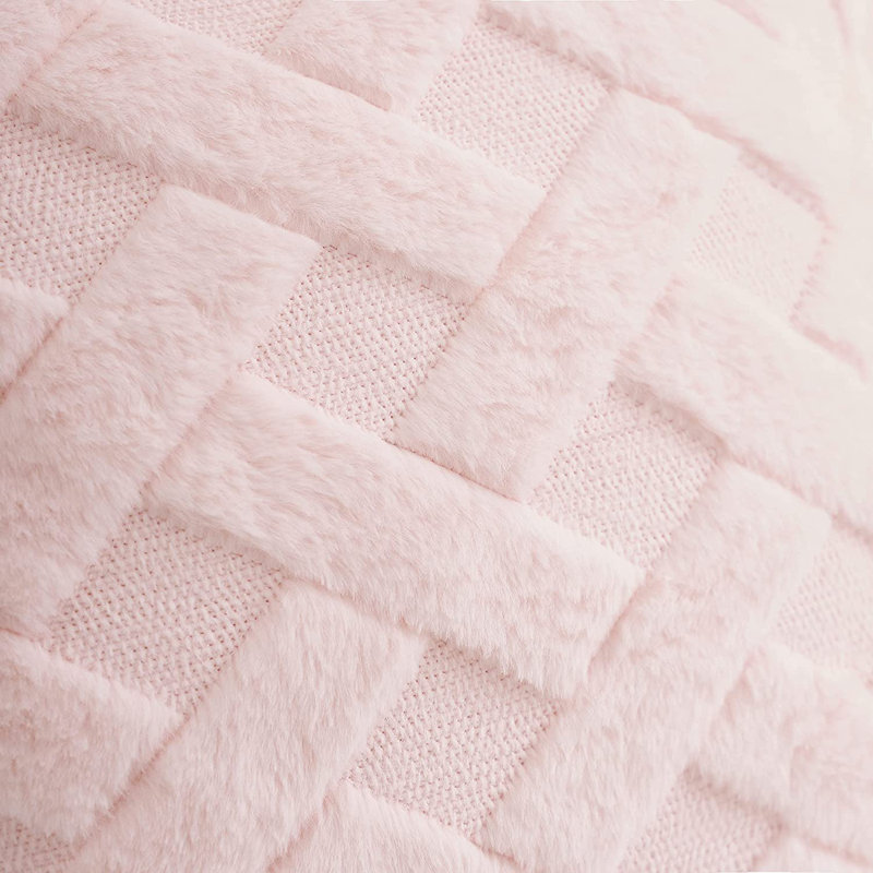 Ensemble de 2 coussins décoratifs en fausse fourrure, Rose clair