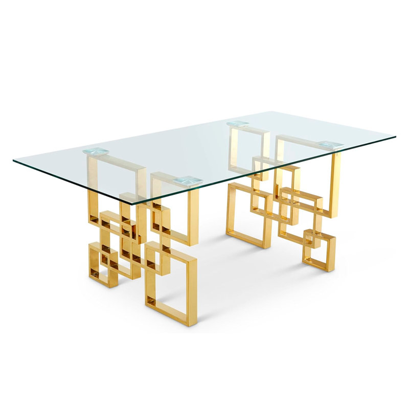 Table de salle à manger Cannock, H 29,5 po x l 78 po x P 39 po, Or / Laiton