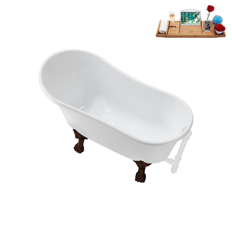 51.2'' x 25.6'' Soaking Acrylic Bathtub, Matte Oil Rubbed Bronze, Glossy White