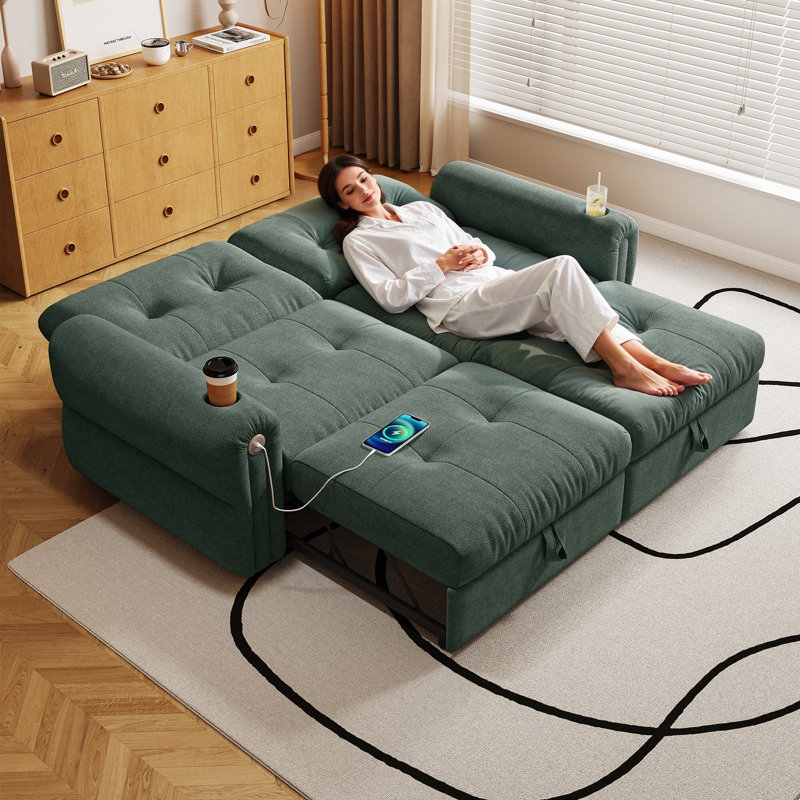Modern Chenille Multifunctional Sofas, Extendable & Comfortable For Living Room