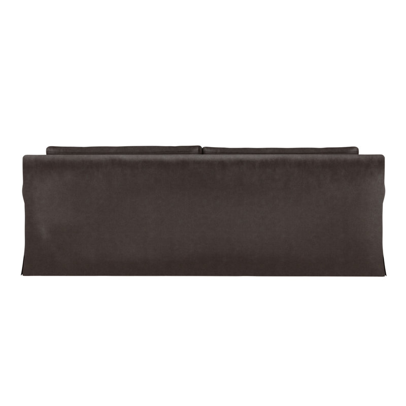 Ludlow Rolled-Arm Skirted Daybed, Ebony, Vintage Leather Chocolate