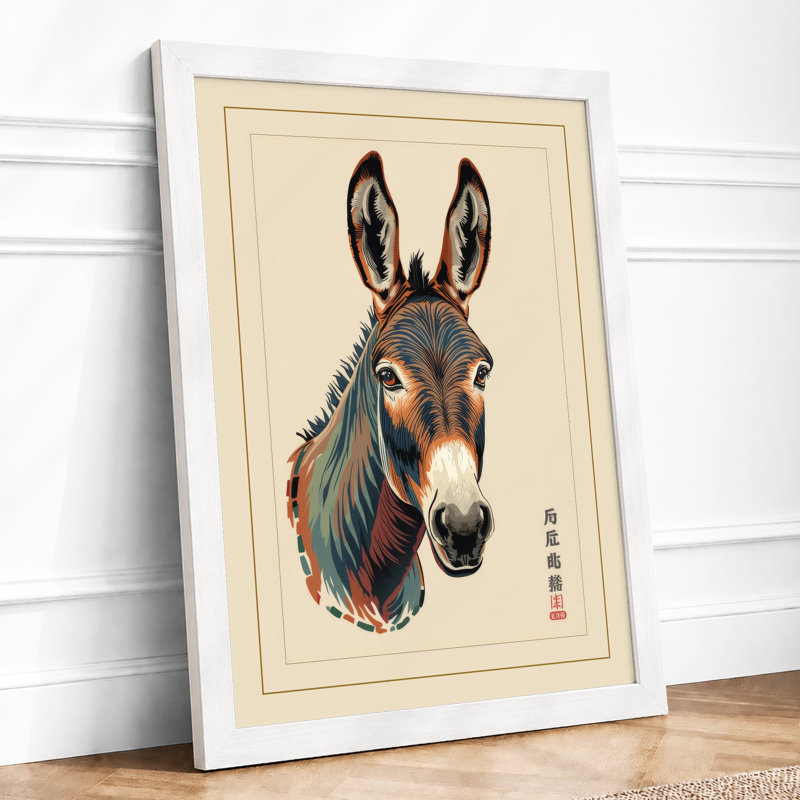 Ceremonial Donkey Japandi - Framed Print, A4 - 29.7 x 21.0 cm, White
