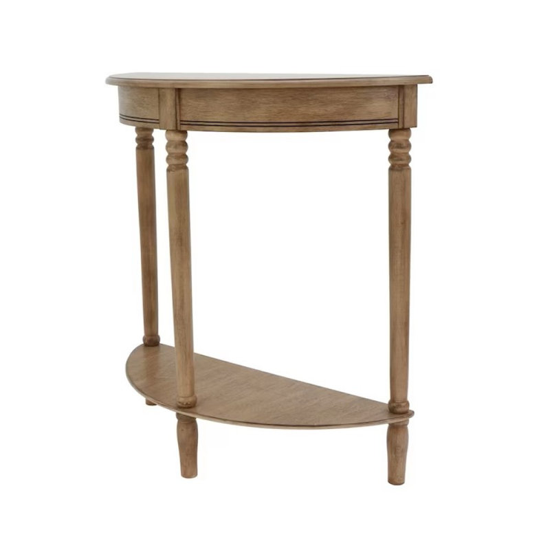 Simplify 28.5" Half Moon Entry Table With Shelf, Small Accent End Table, Brown