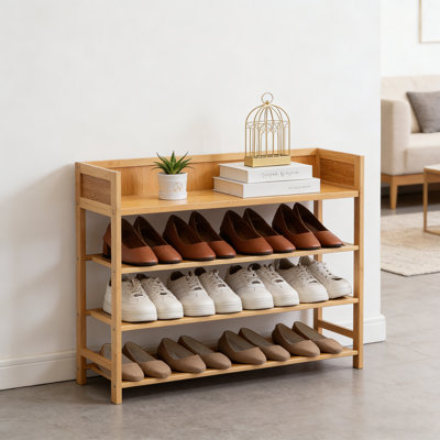 Étagère à chaussures en bambou - Étagères pour entrées, couloirs et garde-robes