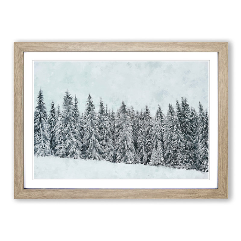 Points Of The Trees - Single Picture Frame Painting on MDF, Oak Framed, 45cm H x 63cm W x 2cm D