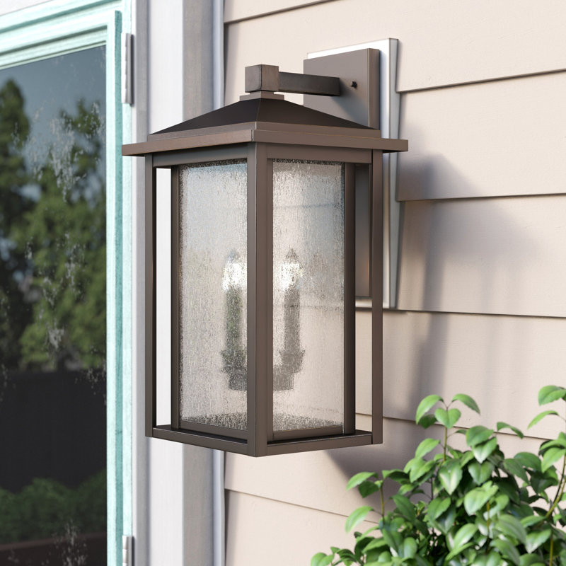 Iwan 3 - Bulb 21.13" H Seeded Glass Outdoor Wall Lantern, Oil Rubbed Bronze