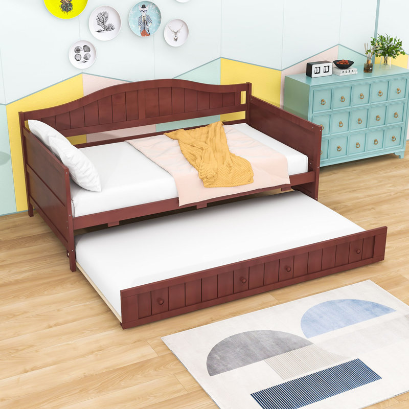 Twin Size Wood Daybed with Twin Trundle, Espresso