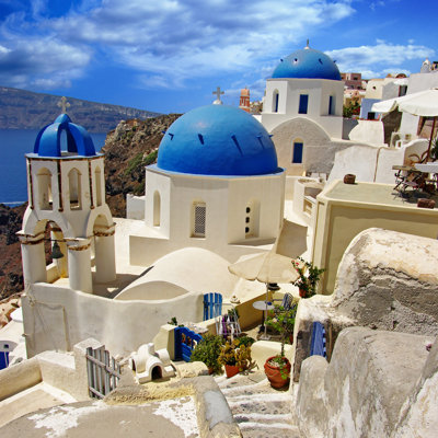 Velorham blanc-bleu Santorini sur toile