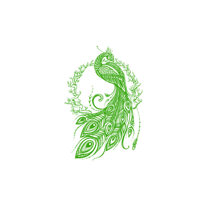 Décalcomanie murale décoration de chambre peacock, Vert tilleul
