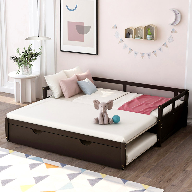 Extending Daybed With Trundle, Wooden Daybed With Trundle, Espresso
