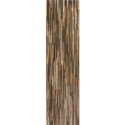 Earthy Brown Color Striped Antique Braided American Hallway Runner Rug