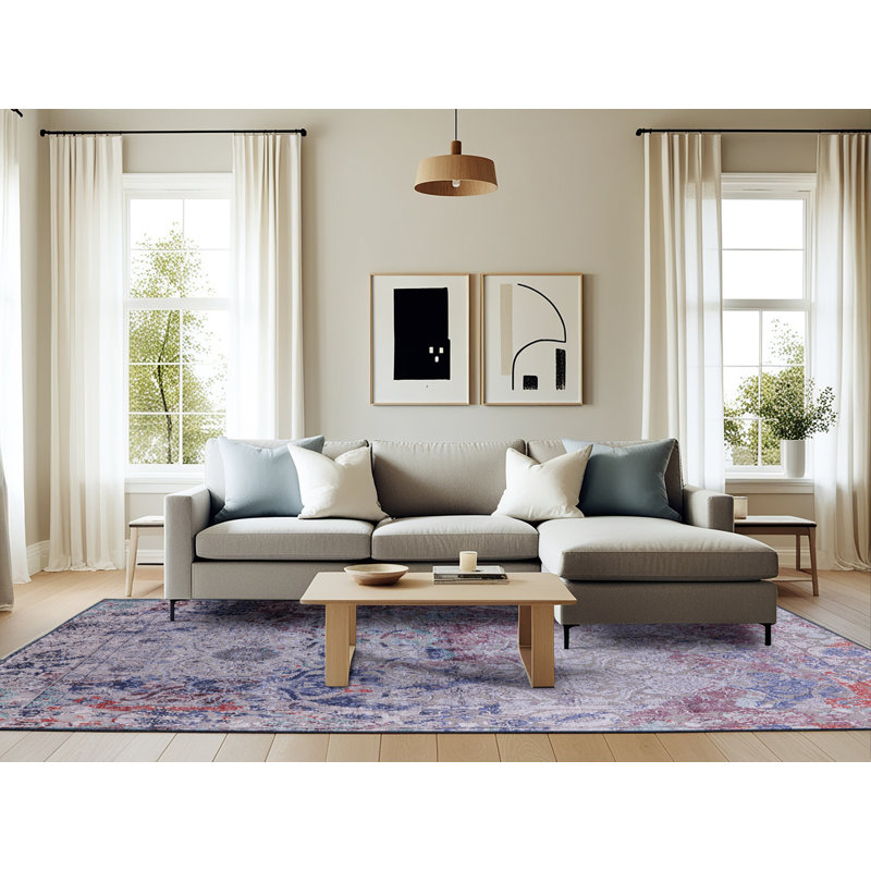Tapis oriental mauve / bleu, Rectangle 6 pi x 9 pi