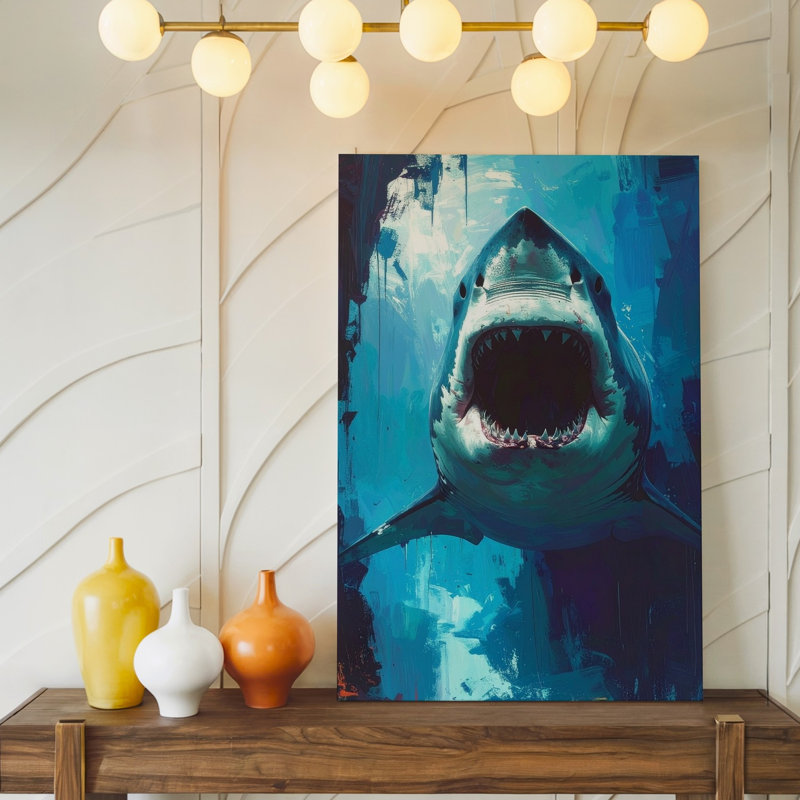 Toile grand requin blanc, H 30 po x l 20 po