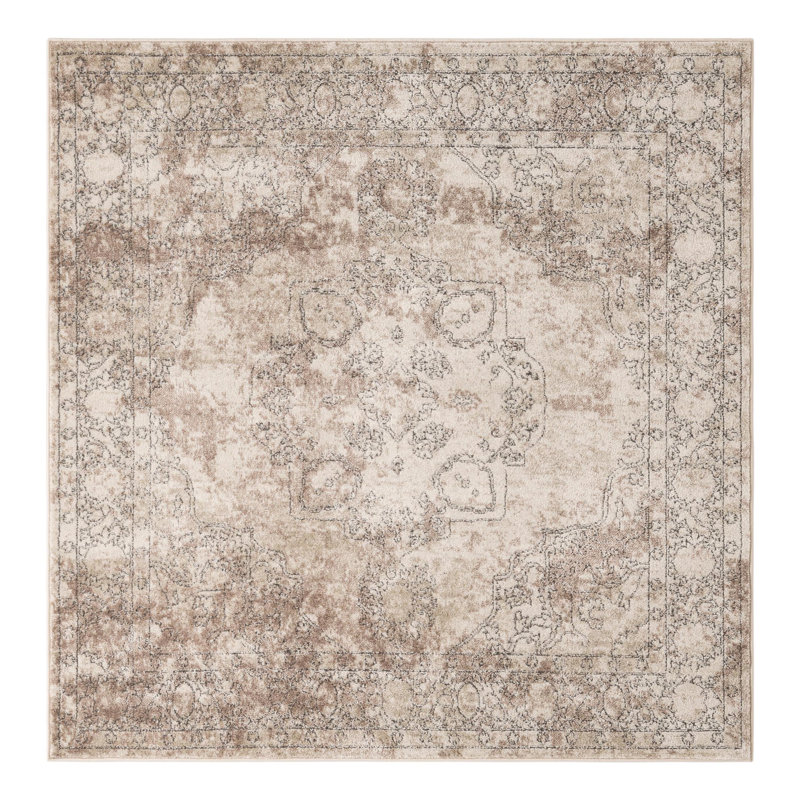 Cantey Oriental Ivory Area Rug, Square 5'3"