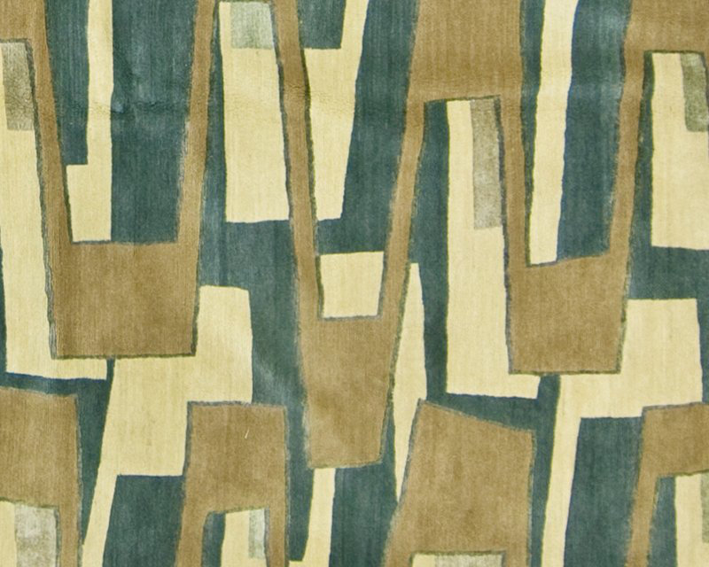 Zigzaggery Wool Geometric Area Rug in Beige/Blue, Rectangle 9' x 12'