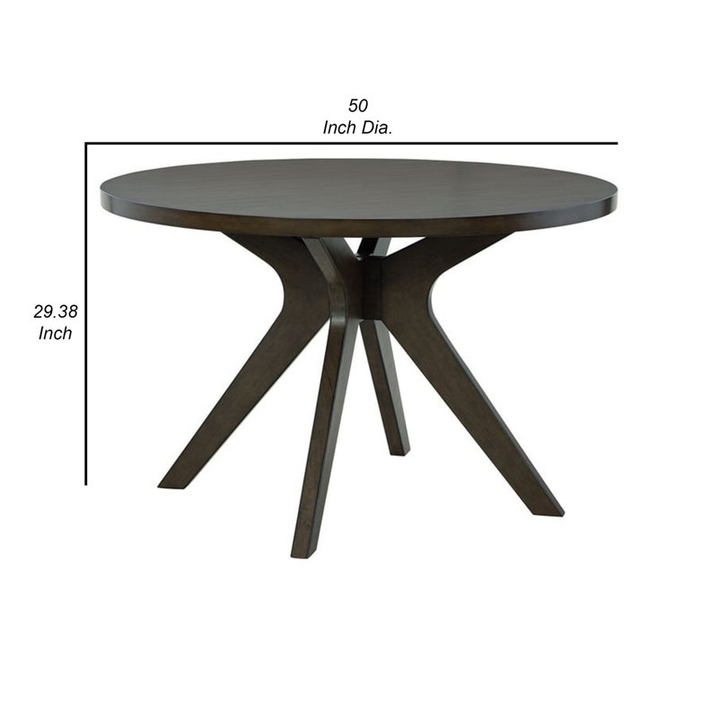 Gray Brown Round Wood Mid-century Modern Dining Table