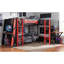 Lits jumeaux en forme de L avec rangement, structure mezzanine en MDF, salle de jeux moderne-1052256087