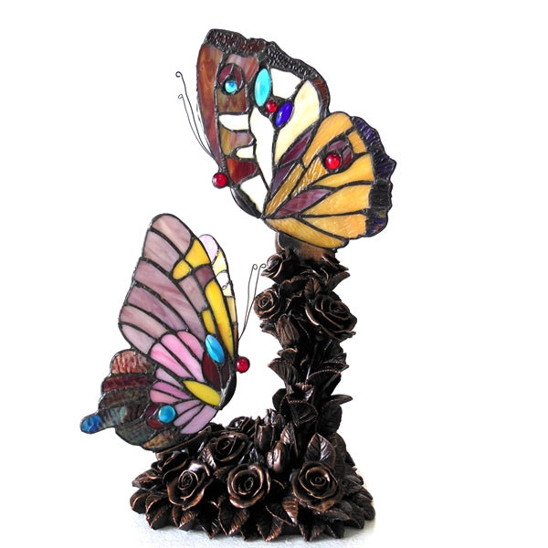  Edith 1 Tiffany-style 2 Light Butterfly Table Lamp 10" Wide