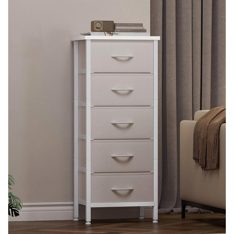 40 cm W Chest of 5 Drawers, White