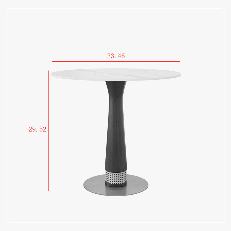 Table de salle à manger ronde avec piètement robuste, Brun / blanc