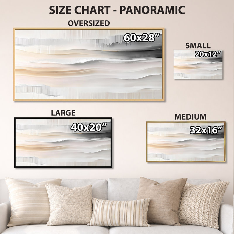 White Grey Rebecca III – Minimalist Framed Prints, Modern Wall Decor, 12" H x 20" W, Black Floater Framed