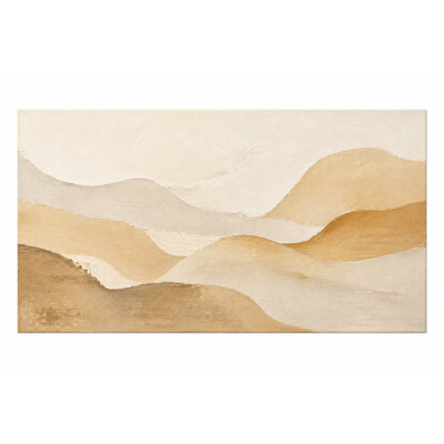 Warm Neutral Abstract Mountain Landscape Canvas Wall Art, Beige Gold Minimalist Painting, Wrapped Canvas Wall Decor