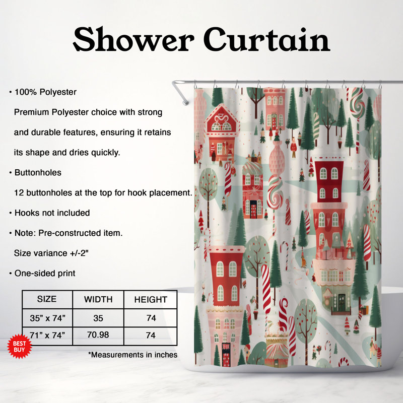 Rideau de douche Candy Cane Route - Premium, H 74 po x l 71 po