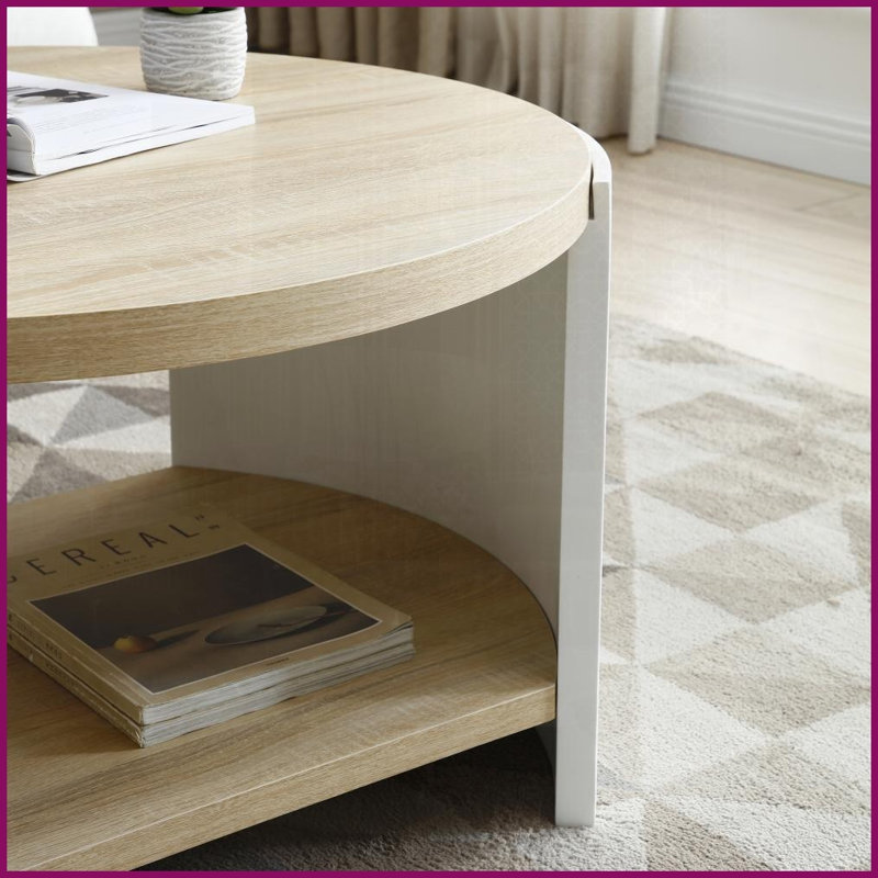 Table basse en bois à 2 niveaux pour salon / chambre à coucher, facile à assembler Blanc naturel peu encombrant