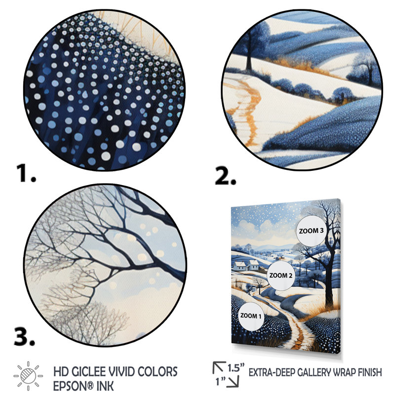 «Farmhouse Patterns Pointillism I - Landscape & Nature», reproduction d'art sur toile, H 32 po x l 24 po x P 1 po