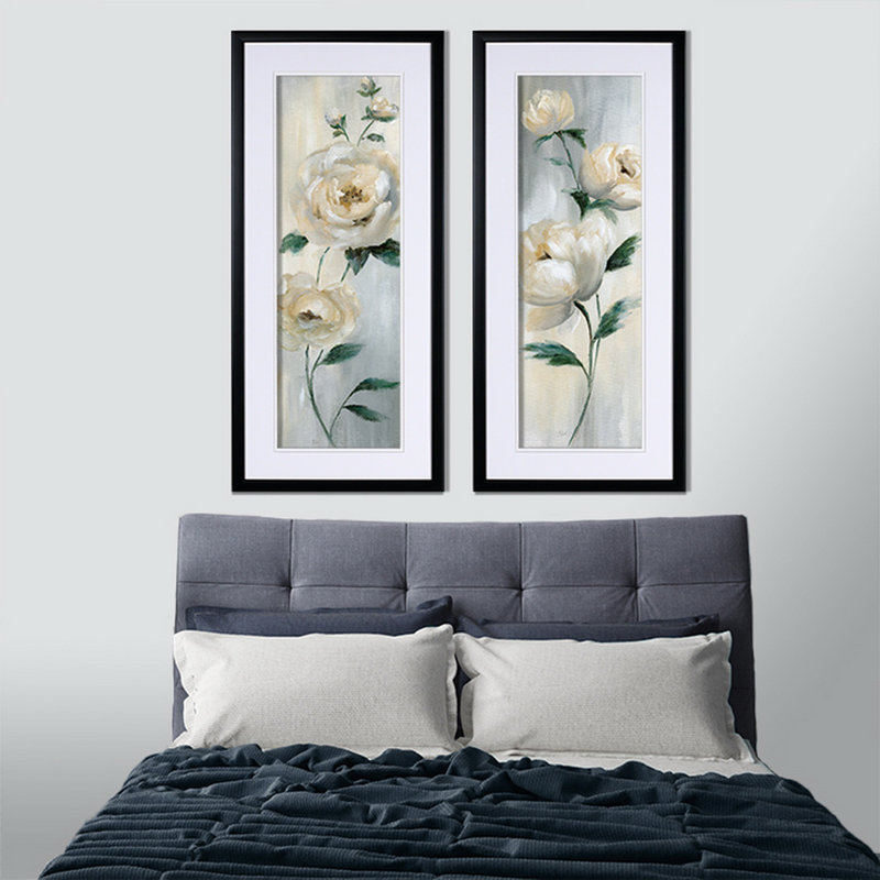 «Carolina Springs Bloom», ensemble de 2 reproductions de peintures à l'acrylique encadrées, Noir