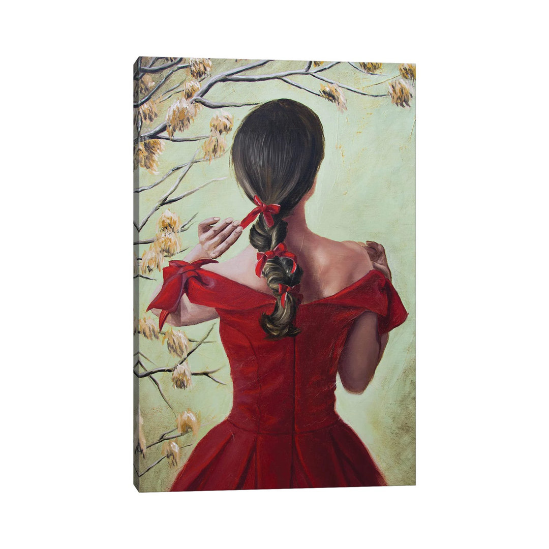 Woman In Red von Inna Medvedeva - Galerie-verpackte Leinwand Giclée auf Leinwand