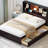 Bed with Charging Station, and 2 Side Drawers-102737575-122427636