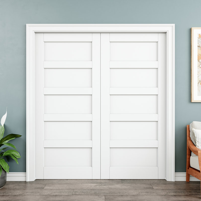 Interior Solid Panel Sliding Closet Door Solid Prefinished Sliding Door With Soft Close, 72" x 80"